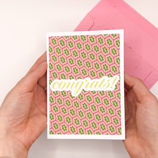 congrats! handmade greeting card & plantable envelope