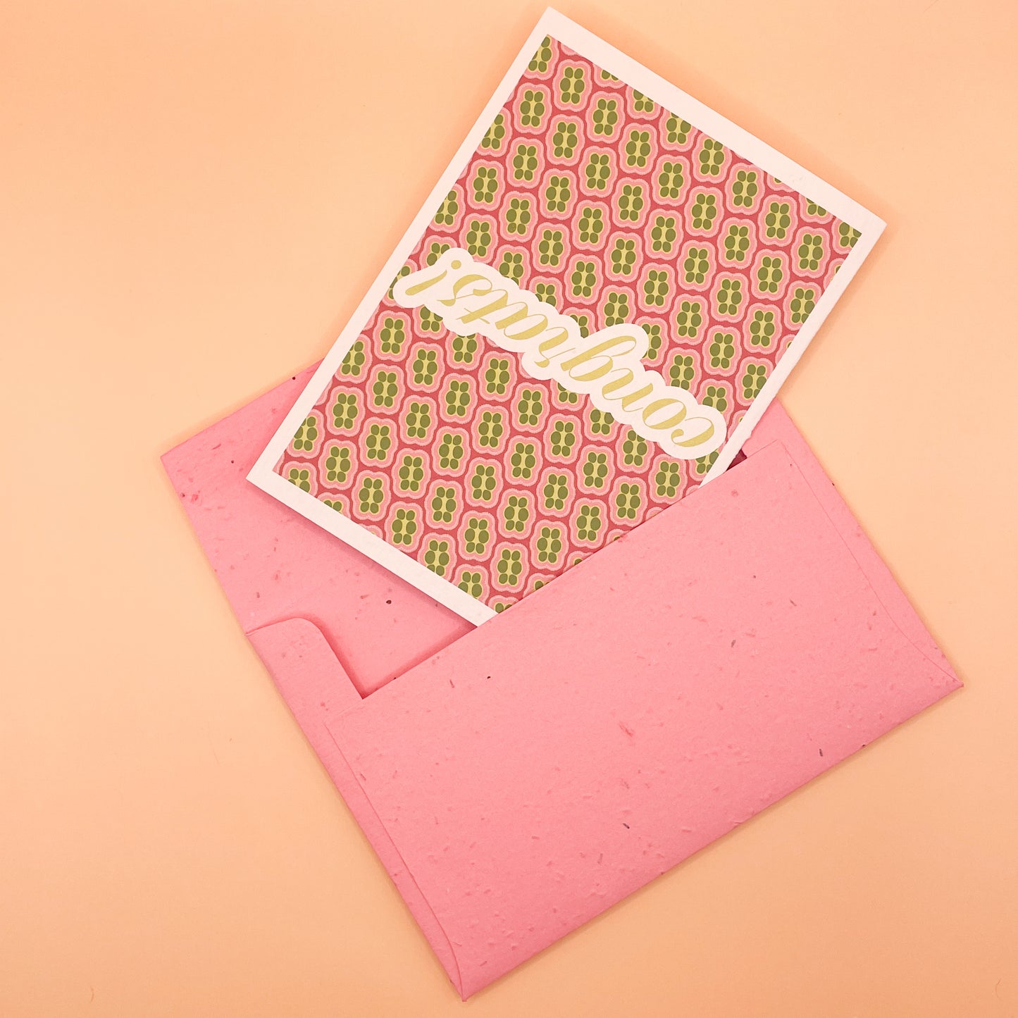 congrats! handmade greeting card & plantable envelope