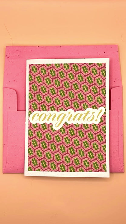 congrats! handmade greeting card & plantable envelope